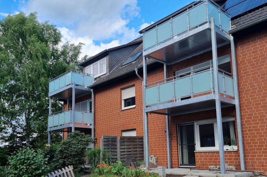 Balkon 4,00 x 2,00 m Stahl Glas Isenbuettel